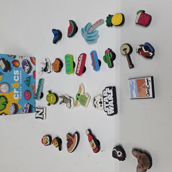 Jibbitz Other - Jibbitz Croc Charms, Random Lot, Starwars, Shrek, Pets, Food, Travel, 27pc